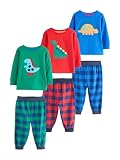 NEXT Jungen Schlafanzughose mit Karomuster im 3er-Pack Red/Blue/Green Check Dinosaur 122-128