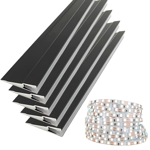 JARBIH 5Pack 1M/3.3ft Ultra-Thin Led Aluminum Profile, 45&deg; Oblique Lighting Cabinet LED Lamp...