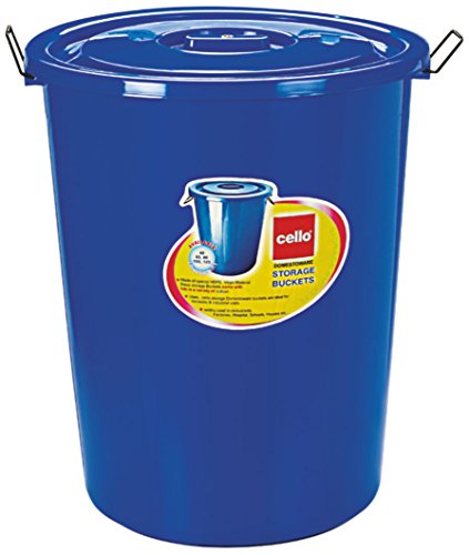 Image of Cello Plastic Storage Bucket with Lid, Blue, 125 Litre