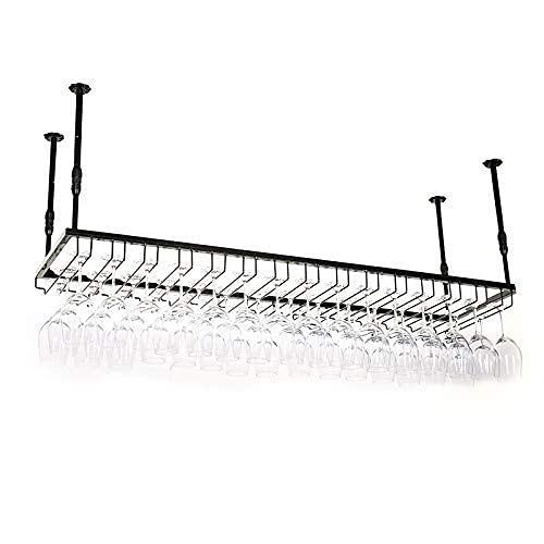Casier à vin suspendu plafond porte-bouteilles en métal noir 120x40cm