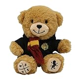 Harry Potter Gryffindor Bear Plush Toy - Hogwarts Mini Teddy with Robe & Scarf - Collectible Stuffed Animal with Silkscreen Paw Prints - House Mascot - Wizarding World Gift for Kids & Fans