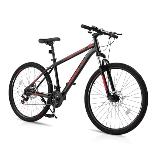 Ktaxon Mountain Bike 27.5 Inch Men & Women Mountain Bike 21-Speed Adult Bikes, Double Disc Brake, Suspension Fork, High Carbon Steel Frame (Black)