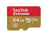 Tarjeta de Memoria SanDisk Extreme microSDXC de 64 GB + Adaptador SD con hasta 90 MB/s, Class 10 y U3, V30