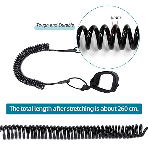 Leash für SUP Board,Einziehbar Surfboard Leash,Surf Sicherheitsknöchelseil für Surfbretter,Stand Up Paddleboards,Kajaks (Schwarz)