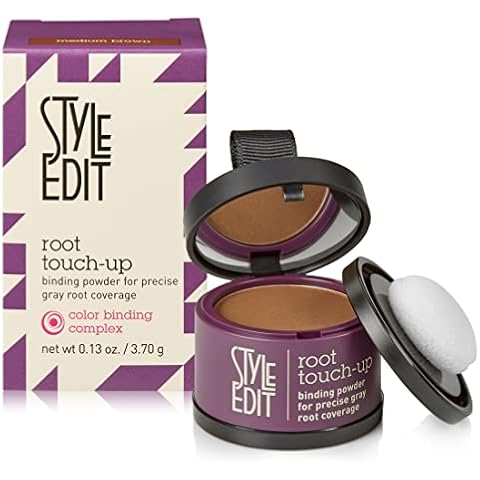 Root Touch Up Powder by Style Edit | Medium Brown Hair Color Coverage for Grays and Roots | Mineral-Infused Binding Hairline Concealer | 0.13 oz. Tub Cover