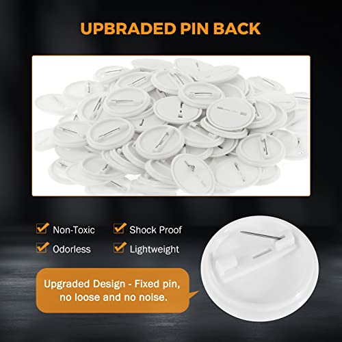 BEAMNOVA 200 Sets of Button Parts Supplies 32mm / 1.26 in (Approx. 1-1/4 inch) for Round Button Maker Machine Pin Maker, Every Set Includes Tinplate Top, Plastic Clip Bottom & Plastic Film