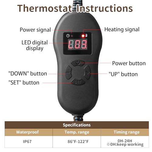 NAMOTEK Pet Heating Pad Adjustable Temperature with Timer, Waterproof Heated Mat with Chew Resistant Cord, Auto Power-Off Electric Indoor Pet Heat Pad for Dogs and Cats