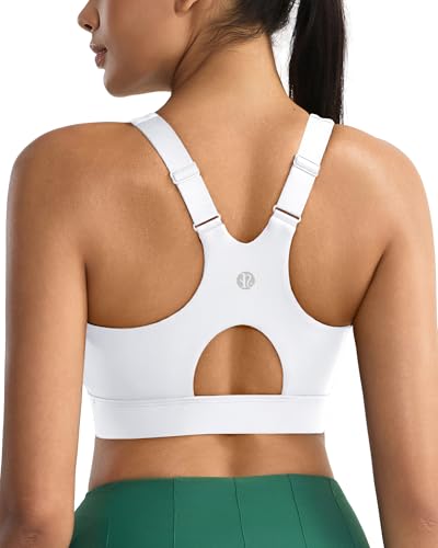 RUNNING GIRL White Sports Bras for Women,Adjustable Straps High Support