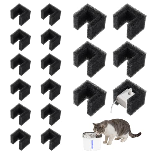 Dollform 18 Pack Foam Replacement Filters Compatible with Premier Pet Fountain U-Shaped