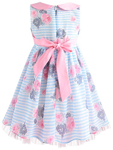 Bonny Billy Teen Girls Peter Pan Aline Floral Pleated Casual Dresses 8 Years Blue #TOP1