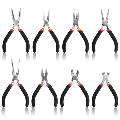 Lot de 8 mini pinces à bijoux - Pour la fabrication de bijoux, bricoleurs, professionnels, réparations