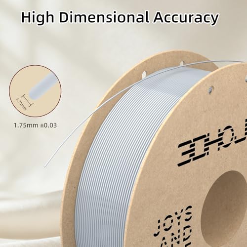 Image of 3DHoJor Silk PLA Filament 1.75mm, PLA Filament 1.75mm Silk Shiny 3D Printer Filament, 1kg Cardboard Spool (2.2lbs), Dimensional Accuracy + /- 0.03 mm, Fit Most FDM Printer(Metal Silver)