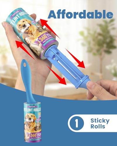 Image of POPCHOSE Lint Roller for Pet Hair Extra Sticky, 90 Sheets with 1 Handles