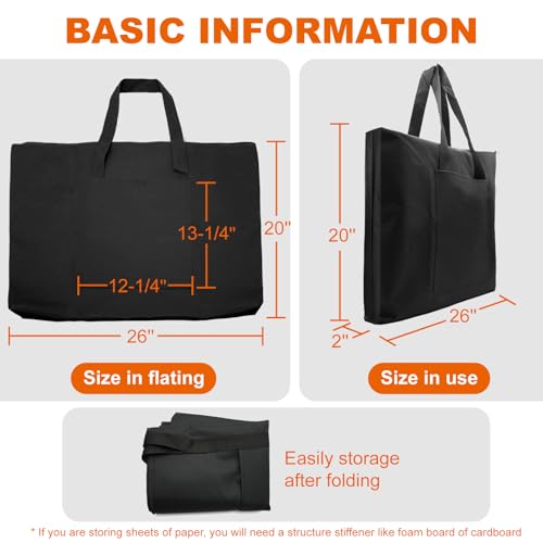 Image of Cupohus Waterproof Art Portfolio Bag 20 inch x 26 inch for 18 inch x 24 inch Artworks with Outer Pockets and Handle, Student Carrying Storage Bag