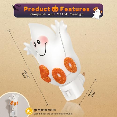 Image of JandCase Halloween Night Light, 2 Pack 3000K Night Lights Plug into Wall