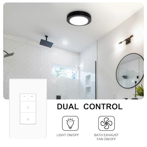 Akicon Ventilador de Extractor para Baño Ultra Silencioso con Luz, Ventilador y Regulador de Luz LED, Ventilador de Ventilación Redondo para Baño 80 CFM con Cubierta de Vidrio Esmerilado Blanco Manchado miniatura 3