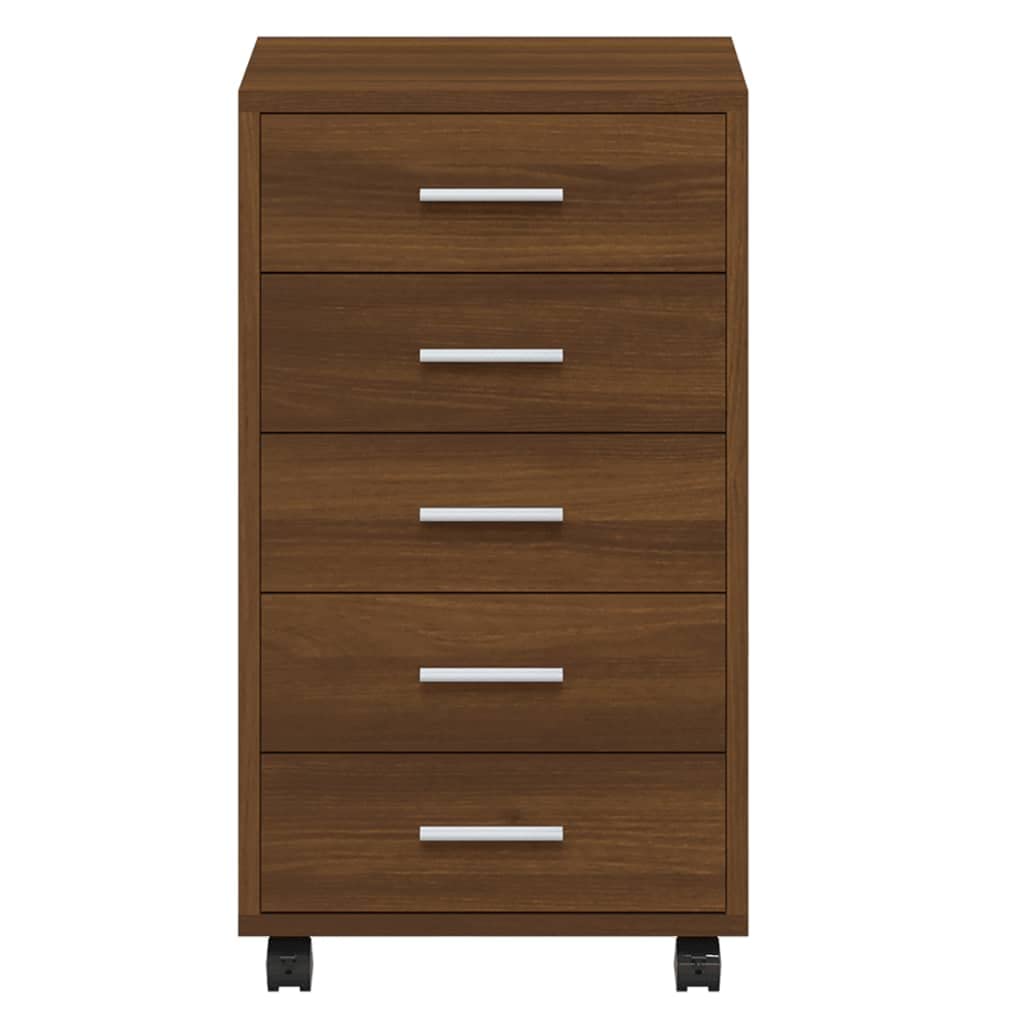 Cassettiera,Armadio porta cd Armadio indipendente Armadio da terra piccolo Adatto a camere da letto, ingressi e corridoi con Ruote rovere marrone in Legno Multistrato