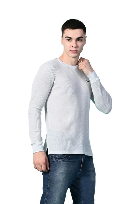 Mens Textured Knit Full Sleeve T-Shirt