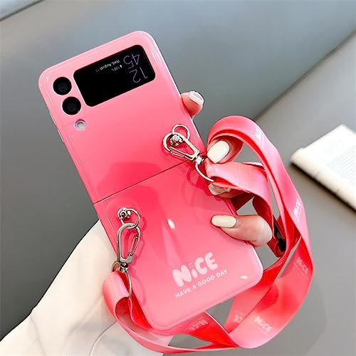 Coque Samsung Galaxy Z Flip 3 collier silicone lanière bandoulière rouge