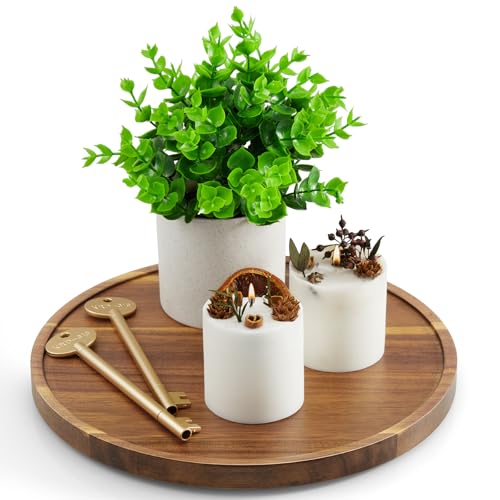 Plateau rond en bois d'acacia de style authentique pour centre de table - 2