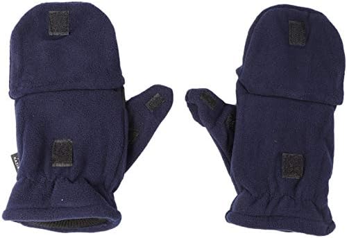 VORCOOL Warm Half Finger Gloves Winter Convertible Flip Top Fingerless Mittens for Adults Men Blue