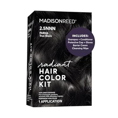 Madison Reed Radiant Hair Color Kit - 2.5NNN Soft Black (Parma Black), 100% Gray Hair Coverage Permanent Hair Dye for Resistant Grays | PPD-Free & Ammonia-Free, 1 Pack