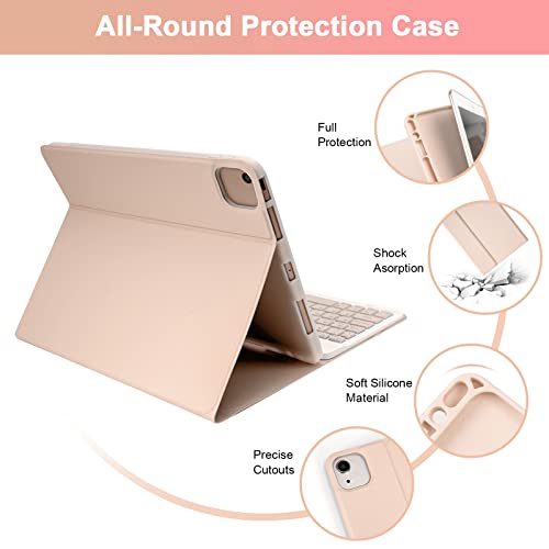 Image of SOPPY Keyboard Case with Mouse for iPad Air 11-inch (M3 2025 / M2 2024) & Air 5th /4th Gen & iPad Pro 11 inch (1st /2nd /3rd /4th Gen), Detachable Bluetooth Keyboard Cover, Rechargeable, Pink
