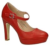 mary jane pumps manolo blahnik  Klassische Trendige Damen Mary Jane Riemchen Pumps Stilettos Party High Heels Plateau Schuhe Bequem 20 (38, Rot)