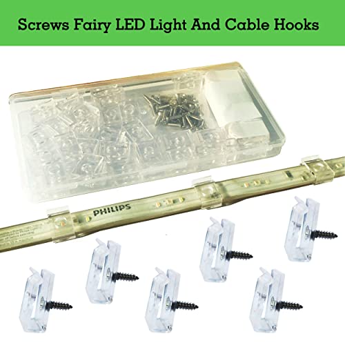 Ctsgc Hue Led Strip Light Clips,Light Hooks For Party Release Cable & Fairy Lights Easily.perfect 14-15Mm Width Brackets Indoor Outdoor. (60-Clips, 66-Strips,60-Screws) #TOP7