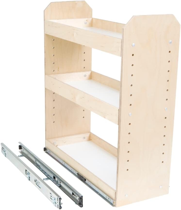 Slide-A-Shelf Fully Customizable Adjustable 3-Tier Tower with Full Extension Rails