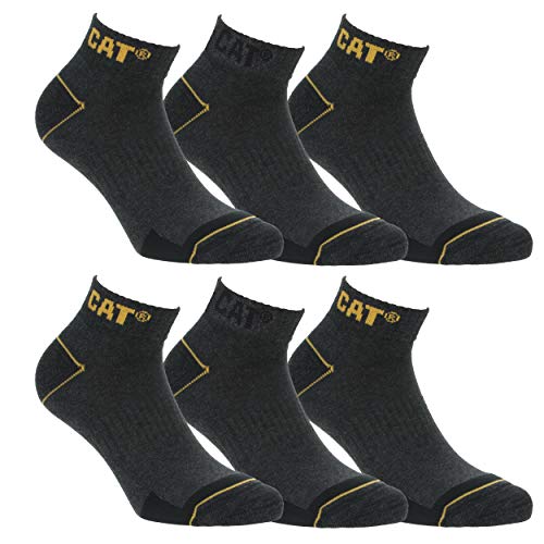 Caterpillar 6/12 Paires Chaussettes Travail Sneaker Hommes Prévention des Accidents Talon et Pointe Renforcées Coton