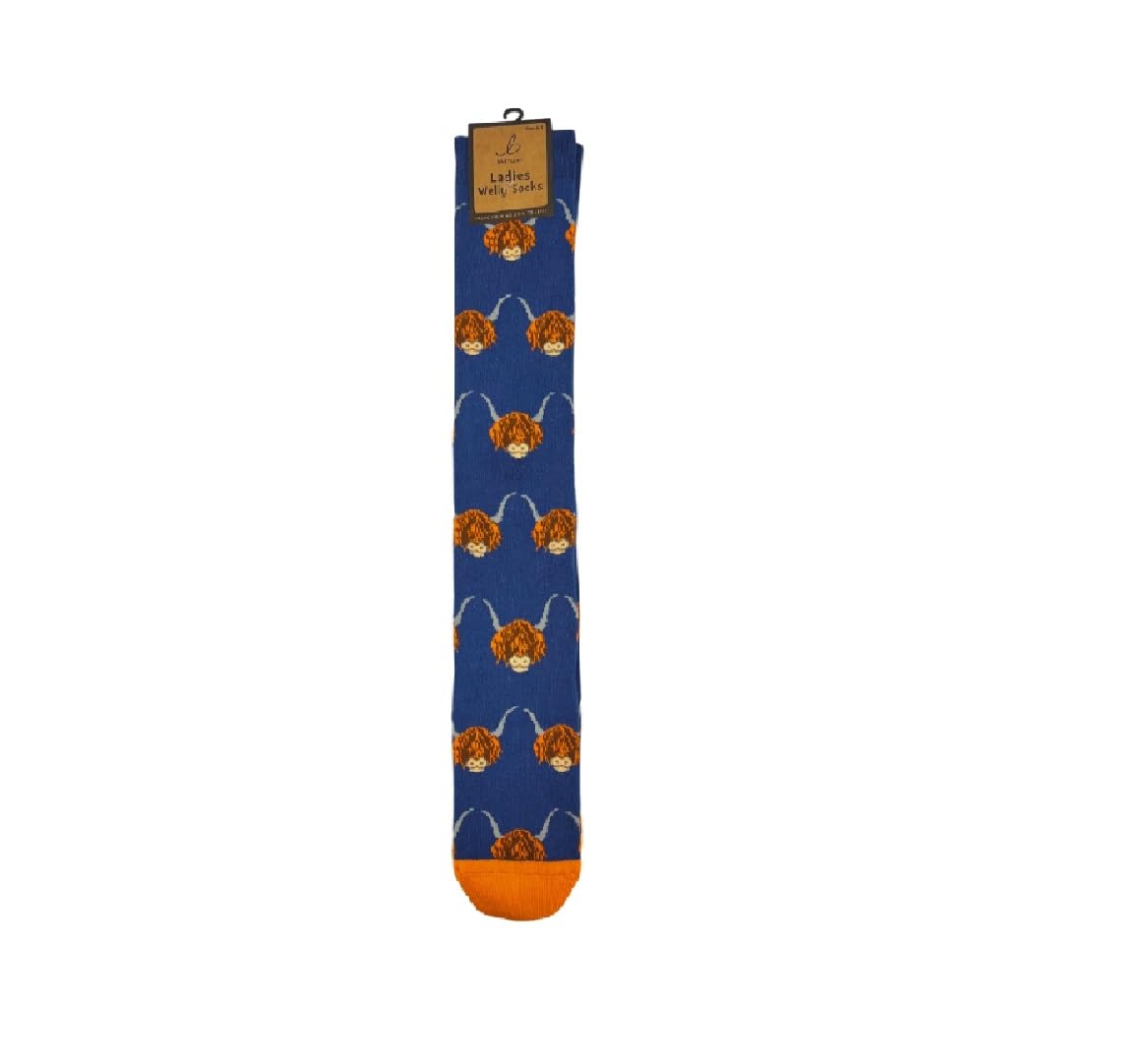 Scifi Planet Funky Welly Sock - NEW Highland Cow Blue