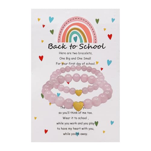 Back to School Bracelets Matching Heart Mother Daughter Bracelets First Day of School Gifts