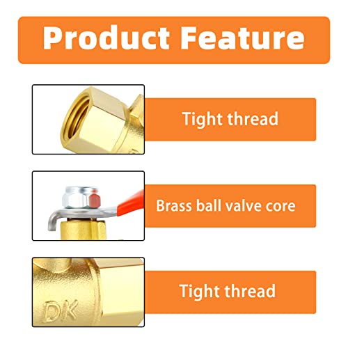 Image of GASHER 3PCS 1 /4 Inch Brass Mini Ball Valve, Shut Off Valve, 1 /4 Inch FNPT Thread Pipe Fitting