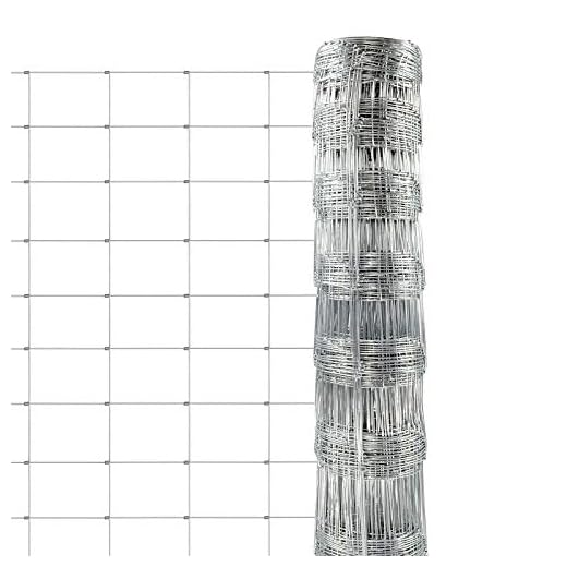 casa pura Grillage Clôture forestière - Clôture pour Animaux - Grillage à Gibier Mouton Chèvre Chien Poussins poules - Treillis volière galvanisé - Maille nouée (H120 cm x L50 m)