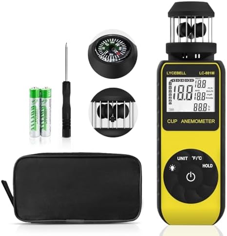 881M Portable Wind Cup Anemometer, 360° Wind Speed Meter