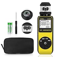 LYCEBELL Windmesser Windmessgerät, Handheld Digitaler Anemometer, Misst Windgeschwindigkeit und Temperatur mit Kompass, Wind Cup Anemometer für HVAC Vents, Surfen, Segeln(LC-881M)