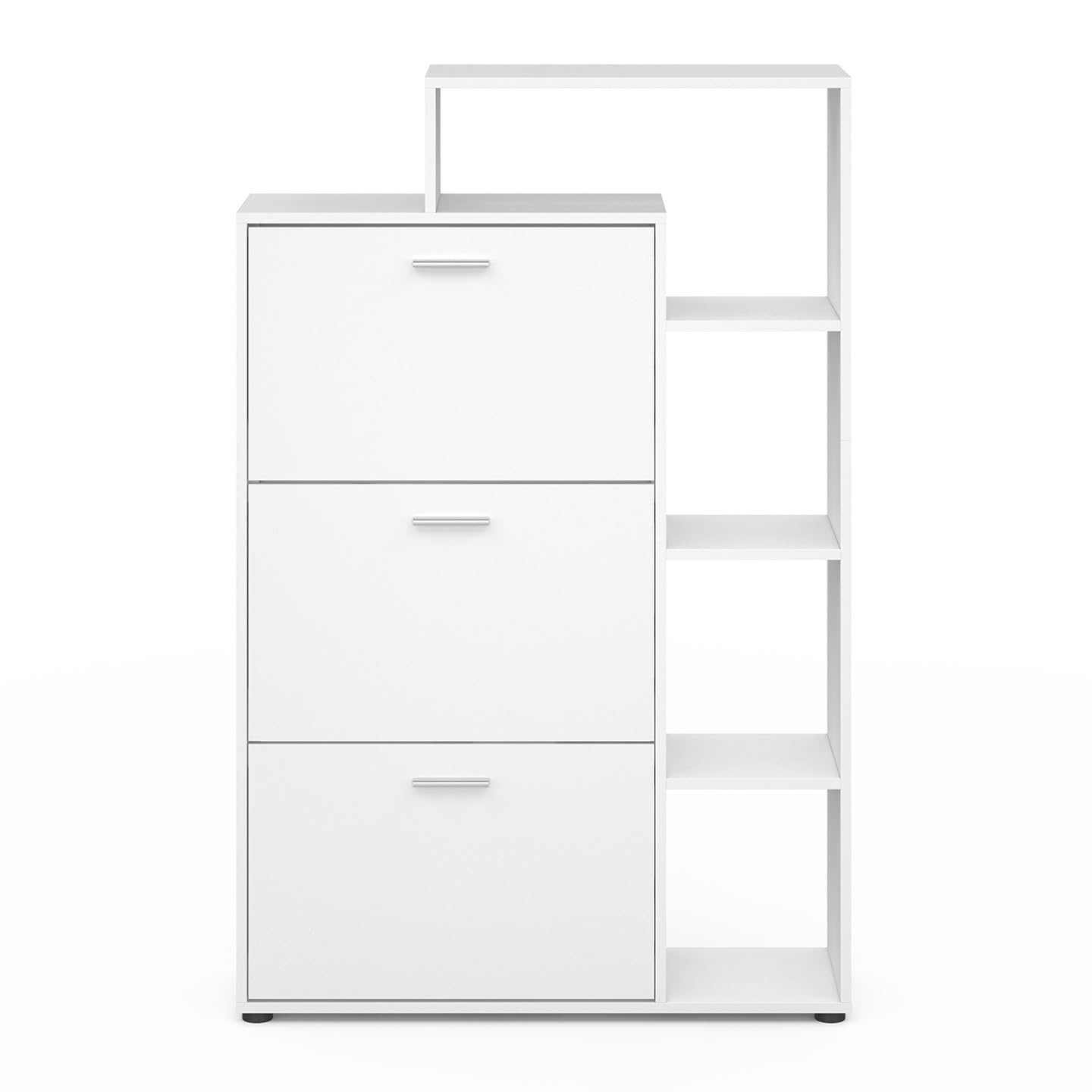 IDMarket KLARK - Zapatero de 18 pares de 3 puertas con estante blanco