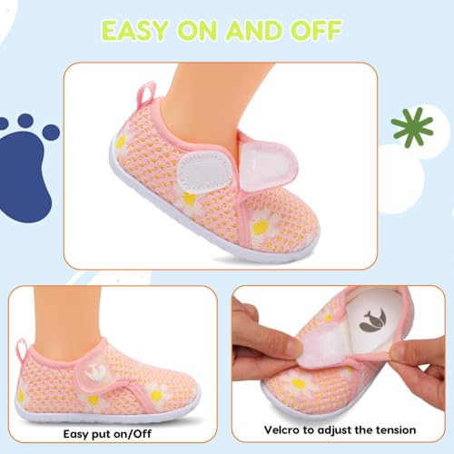 Image of FEETCITY Baby Boys Girls First Walking Shoes Infant Sneakers Crib Shoes Breathable Lightweight Slip On Shoes