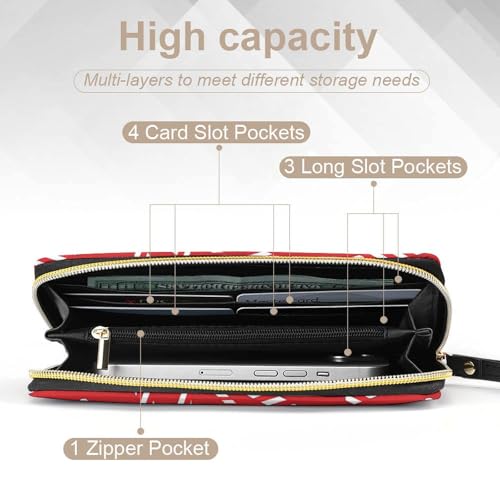 Candy Cane Pattern Large Capacity Portable Leather Wallet with Rope4