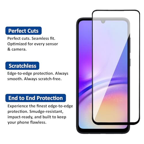 Image of AIBEX Tempered Glass for Samsung A05 / Samsung A05S | 9H Hardness | Anti-Glare & Anti-Fingerprint | Water Resistant | Edge-to-Edge Full Screen Protector | Bubble-Free Installation