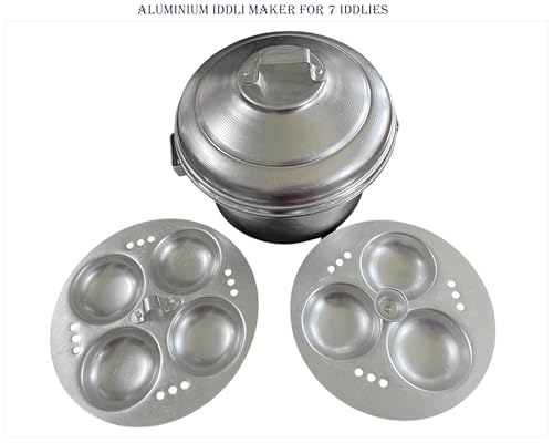 Image of Q8 TWINKLE Aluminium Idly /Idiyappam Maker-Steamer-Cooker (Hard-Anodized Aluminum).Non Induction Idli Maker (2 Plates, 7 Idlis)