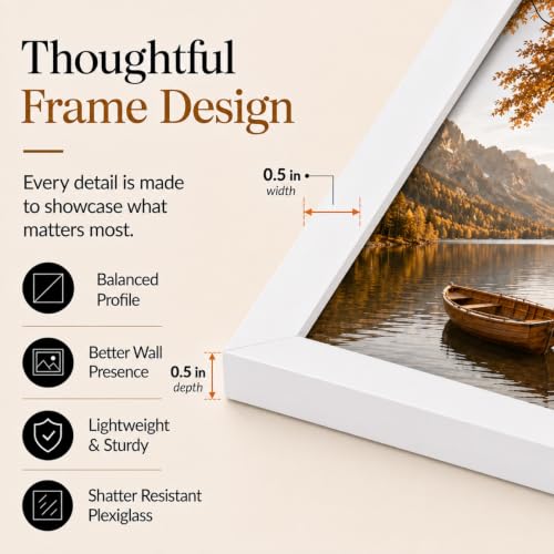 Image of JCJMY 3x3 Picture Frame White for Tabletop, 3 x 3 Square Photo Frame with Shatter Resistant Plexiglass, Sturdy 3 by 3 Poster Frame, White