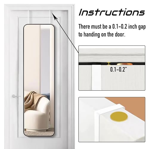 Scwf-Gz 47X14 Mirror Rectangle Full Body Length Door Hanging Wall Mounted Metal Frame Dressing Make-Up Mirrors For Entryway Bedroom Bathroom Living Room 47 14 Inch Black thumb #3