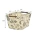 Household Essentials Small Tapered Storage Bin with Wood Handles, Black Floral