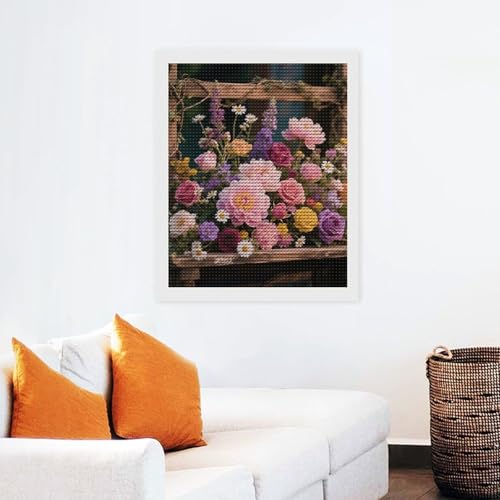 Kit art diamant 5D fleurs rétro maccbn avec outils de perçage précis pour tableau