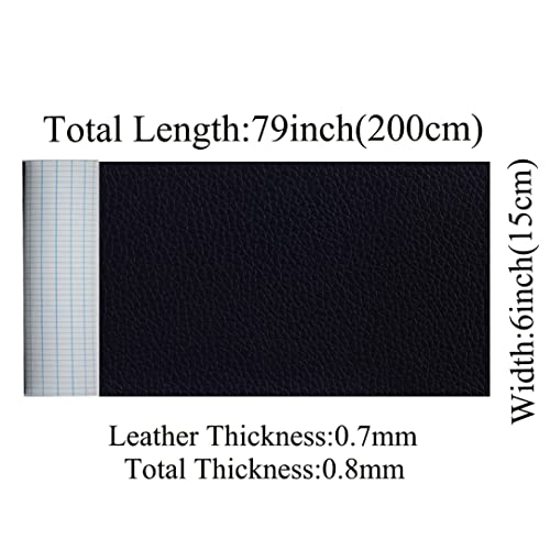 KJML DIY Leather Repair Tape Patch Kit for Furniture Couches 6X79inch Self-Adhesive Reupholster Patches Large for Couch Car Seats Sofa Vinyl Chairs Jackets Shoes Fabric Fix Tear(Black, 6X79 inch)