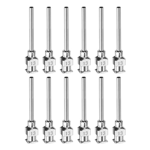 QUARKZMAN 12Pcs Agujas de Dispensación de Acero Inoxidable de Calibre 13 1