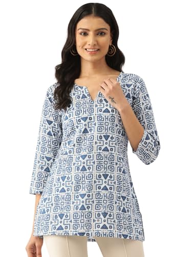 Image of feranoid Designer V-Neck Short Straight Kurti with 3Quarter Sleeves