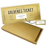 Goldenes Ticket - Personalisierte Grußkarte zum selber ausfüllen - Geburtstagsgeschenk für Frauen Geschenk für beste Freundin Freund Mutter Hochzeitstag Geburtstag Grußkarte (Goldbox)